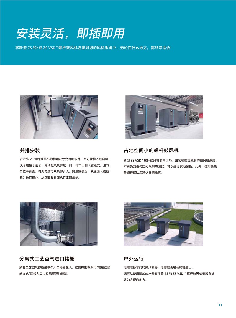 阿特拉斯無油螺桿鼓風機ZS4系列37-90KW